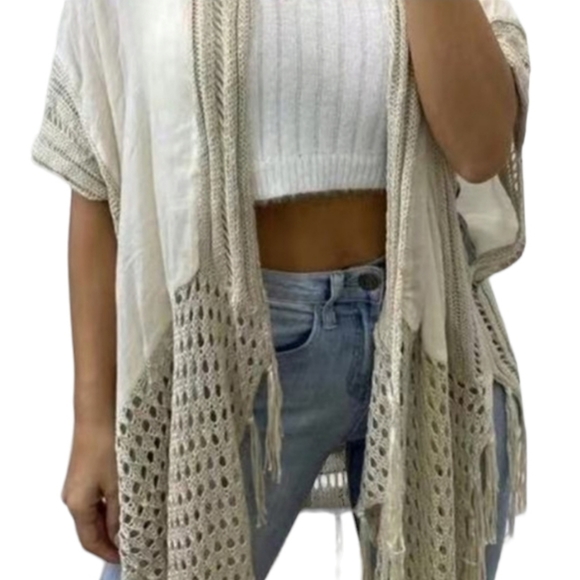 Pink Diamond vest open cardigan black crochet size M/L - Picture 10 of 11